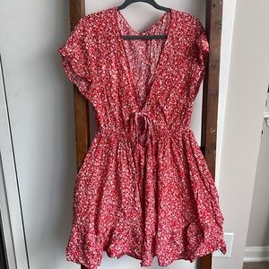 Red Floral Printed Dress Size XXL